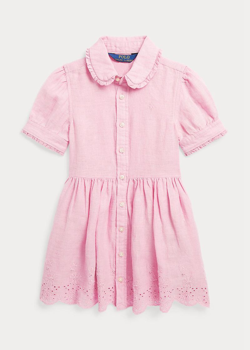 Sukienka Polo Ralph Lauren Dziewczynka Różowe 1.5-6.5 Lata Embroidered Linen Shirt 638254-PVT